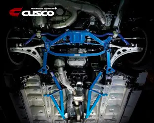 Cusco Power Brace Seat Rail Plus - Front & Rear Complete Set, Safety Harness can be used. (Center) for Toyota GR Supra A90 (2020-2023)