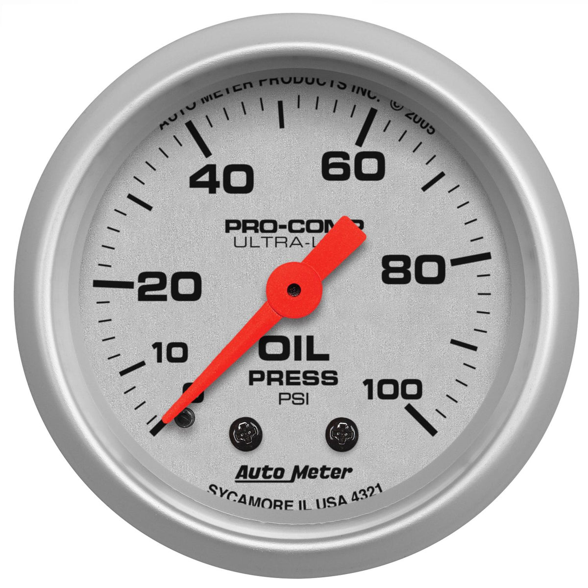 AutoMeter 2-1/16" OIL PRESSURE, 0-100 PSI, MECHANICAL, ULTRA-LITE (4321)