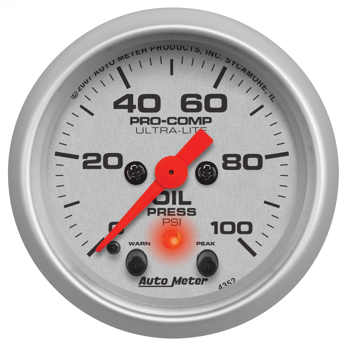 AutoMeter 2-1/16" OIL PRESSURE, 0-100 PSI, STEPPER MOTOR, ULTRA-LITE (4352-SP)