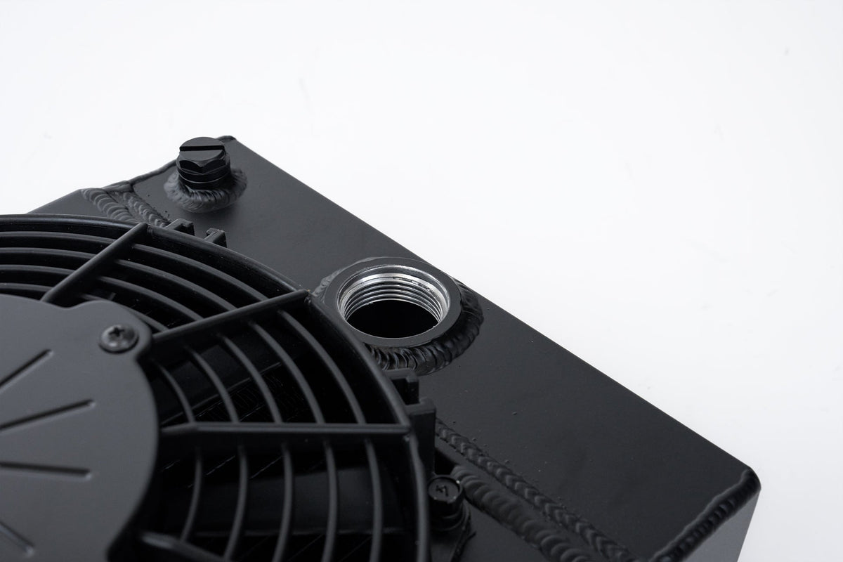 CSF The KING Cooler - Ultimate Drag Race Radiator w/ SPAL Fan & Mounting Kit - Black