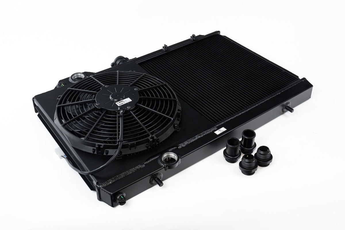 CSF 8/9 Full Size Slim Radiator w/ 12in SPAL Fan - Black for Mitsubishi Lancer Evolution VII-IX CT9A