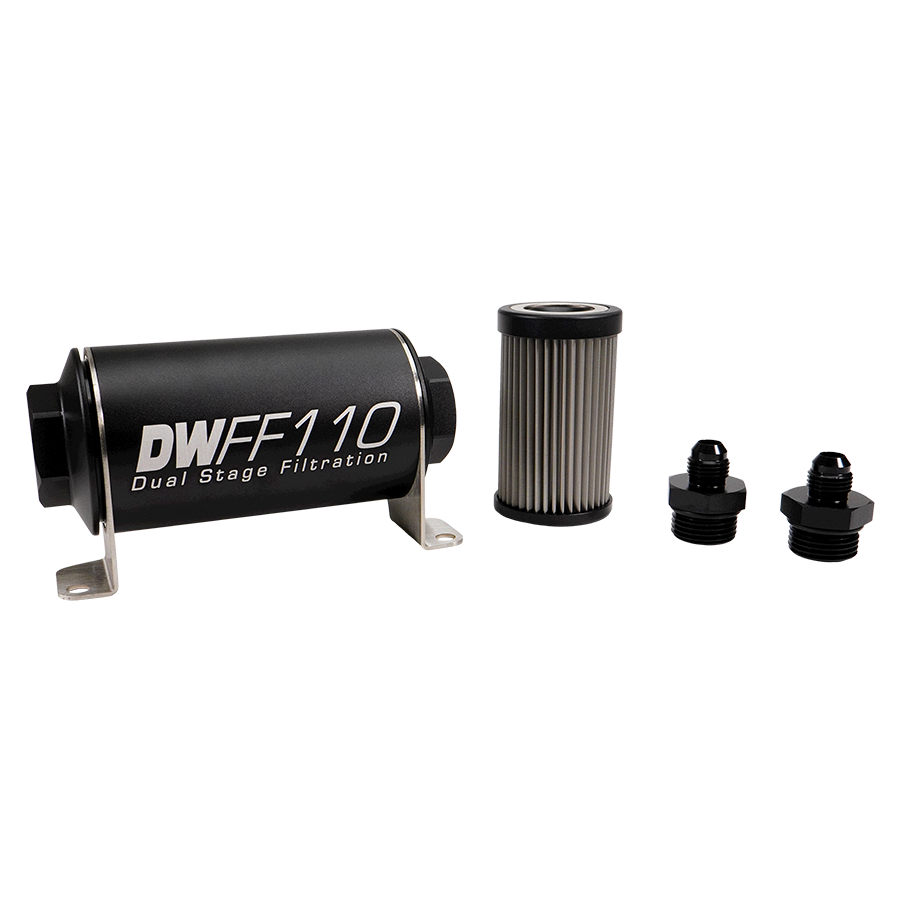 DeatschWerks -6AN, 100 micron, 110mm In-line fuel filter kit