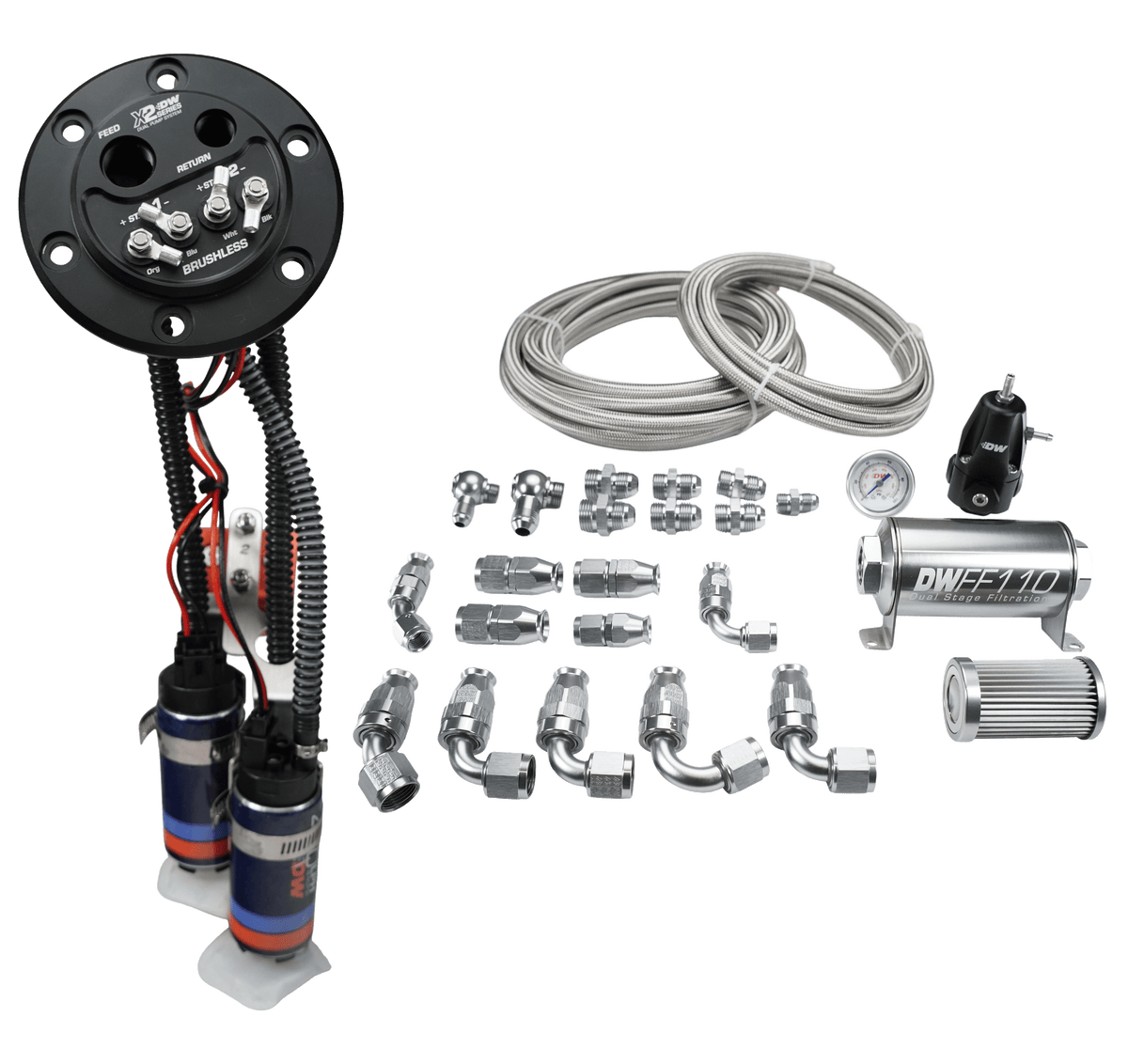 DeatschWerks X2 Fuel Pump Hanger w/DW420 Fuel pumps and PTFE return kit for Honda/Acura Civic/Integra EG/EK9/DC2