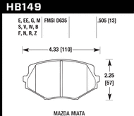 Hawk Performance Front Brake Pads HB149 for Mazda MX-5 Miata NB/NA (1999-2005, 1990-1997)