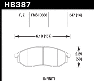 Hawk Performance Front Brake Pads HB387 for Nissan/Infiniti 370Z / G37 / 350Z / G35 Z34/V36/Z33/V35 (2009-2020, 2008-2013, 2003-2009, 2003-2007)