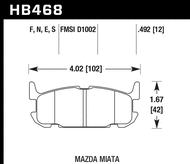 Hawk Performance Rear Brake Pads HB468 for Mazda MX-5 Miata NB (1999-2005)