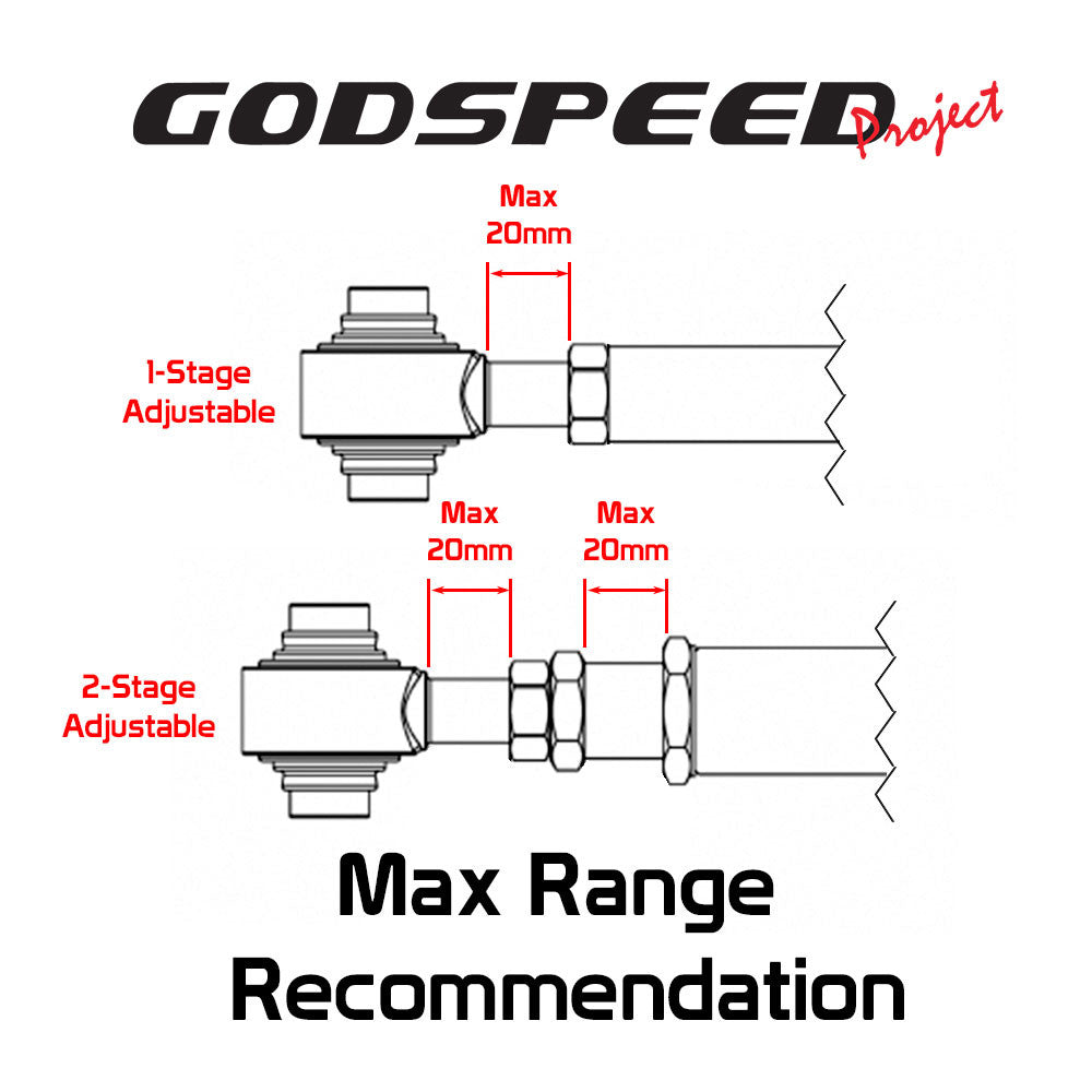 Godspeed Adjustable Front Tension Rods With Spherical Bearings AK-105-C for Toyota Chaser/Mark II JZX90/JZX100/JZX110 (1992-2001)