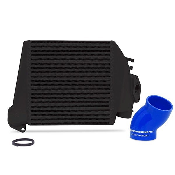 Mishimoto Top-Mount Intercooler, Black Cooler Blue Hoses for Subaru WRX/STI GRB/GVB (2008-2014)