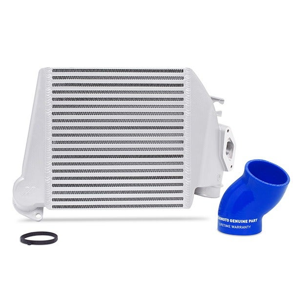Mishimoto Top-Mount Intercooler, Silver Cooler Blue Hoses for Subaru WRX/STI GRB/GVB (2008-2014)