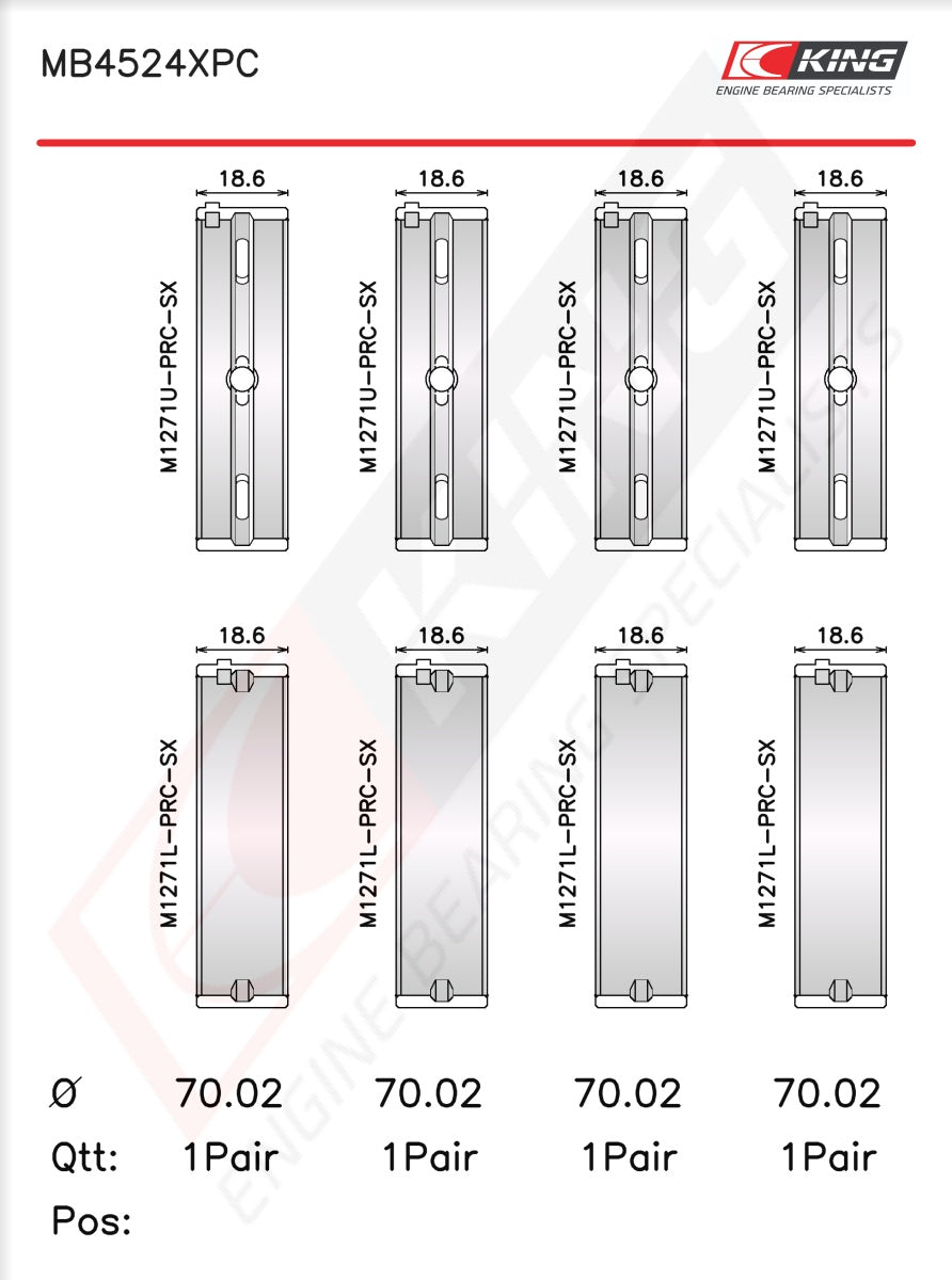 King Engine Bearings Race Main Bearing Set for Nissan/Infiniti VQ35HR/VQ37VHR Z33/Z34/V36/V37