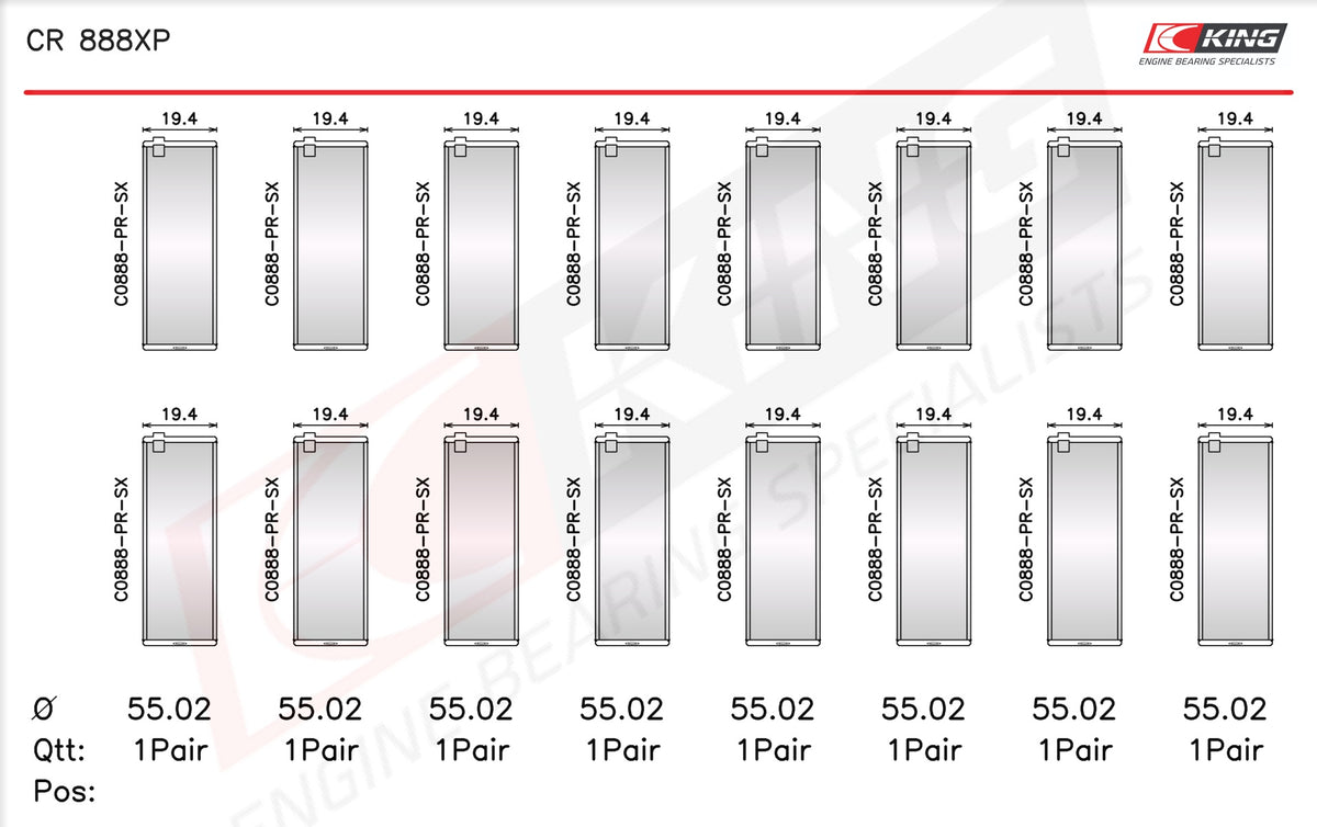 King Engine Bearings Race Rod Bearing Set for Toyota/Lexus 1UZ-FE UCF10/UCF20/JZZ30