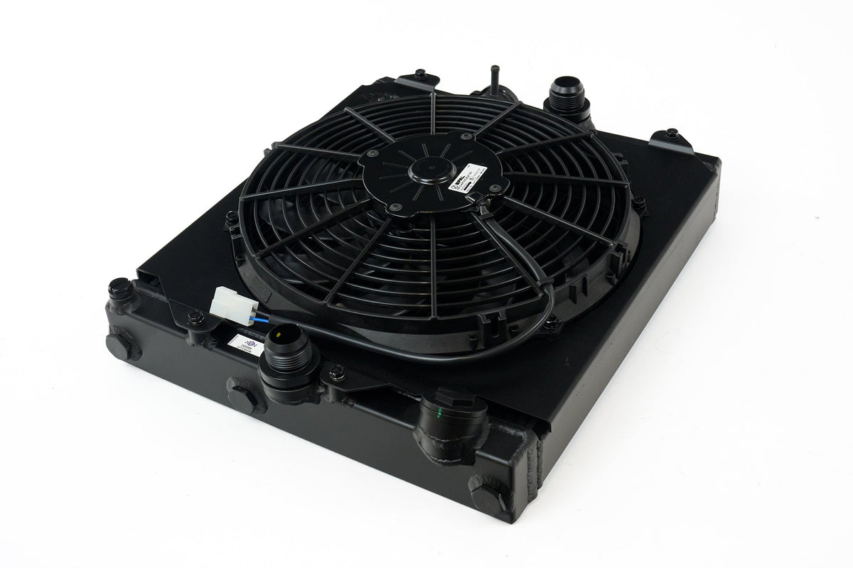 CSF Universal Half Radiator - /8/9 / - w/ SPAL Fan & Shroud - Black for Honda Civic EG/EK9 (1992-2000)
