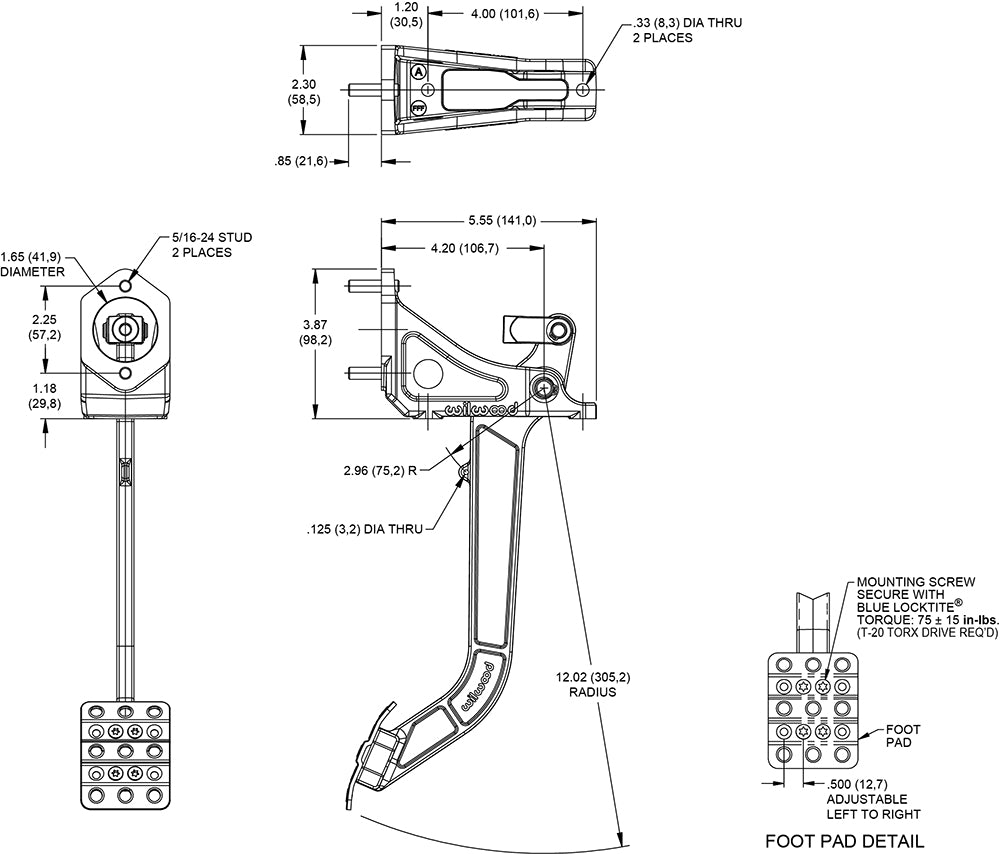 Wilwood Swing Mount Clutch / Brake Pedal 340-13574