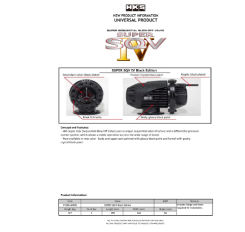 HKS Super SQV4 Universal Blowoff Valve - Black