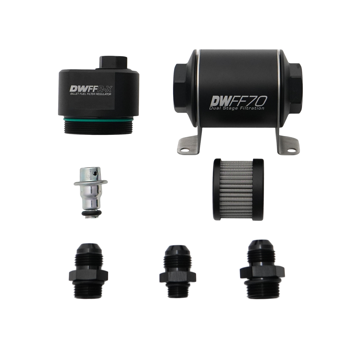 DeatschWerks 70mm Billet Fuel Filter Regulator 10 Micron with 8AN Fittings