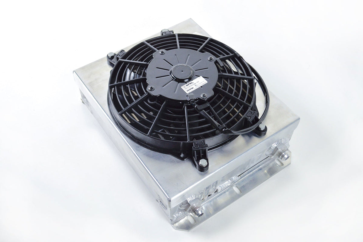 CSF 13.8in x 10in Dual Fluid Bar & Plate HD Oil Cooler w/9in SPAL Fan (Discontinued)