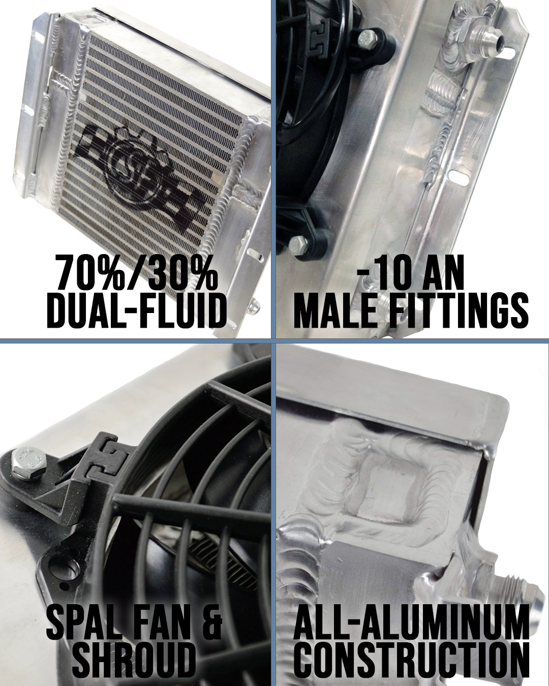 CSF 13.8in x 10in Dual Fluid Bar & Plate HD Oil Cooler w/9in SPAL Fan (Discontinued)