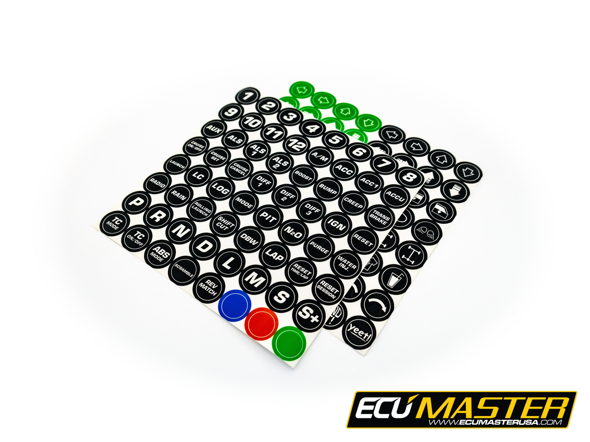 ECUMaster Replacement Key Inserts and Sticker Sheet for CAN Keyboard