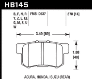 Hawk Performance Rear Brake Pads HB145 for Honda/Acura S2000 / RSX / Integra AP1/AP2/DC5/DC2 (2000-2009, 2002-2006, 1994-2001)