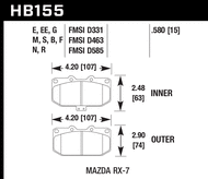 Hawk Performance Front Brake Pads HB155 for Mazda RX-7 FC3S (1986-1991)