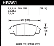 Hawk Performance Front Brake Pads HB361 for Honda/Acura S2000 / RSX / Civic AP1/AP2/DC5/EK9 (2000-2009, 2002-2006, 1996-2000)