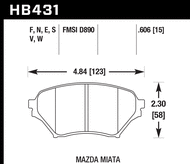 Hawk Performance Front Brake Pads HB431 for Mazda MX-5 Miata NB (1999-2005)