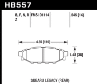 Hawk Performance Rear Brake Pads HB557 for Subaru BRZ ZN6 (2013-2021)