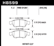 Hawk Performance Front Brake Pads HB599 for Infiniti G37 / G35 V36/V35 (2008-2013, 2003-2007)