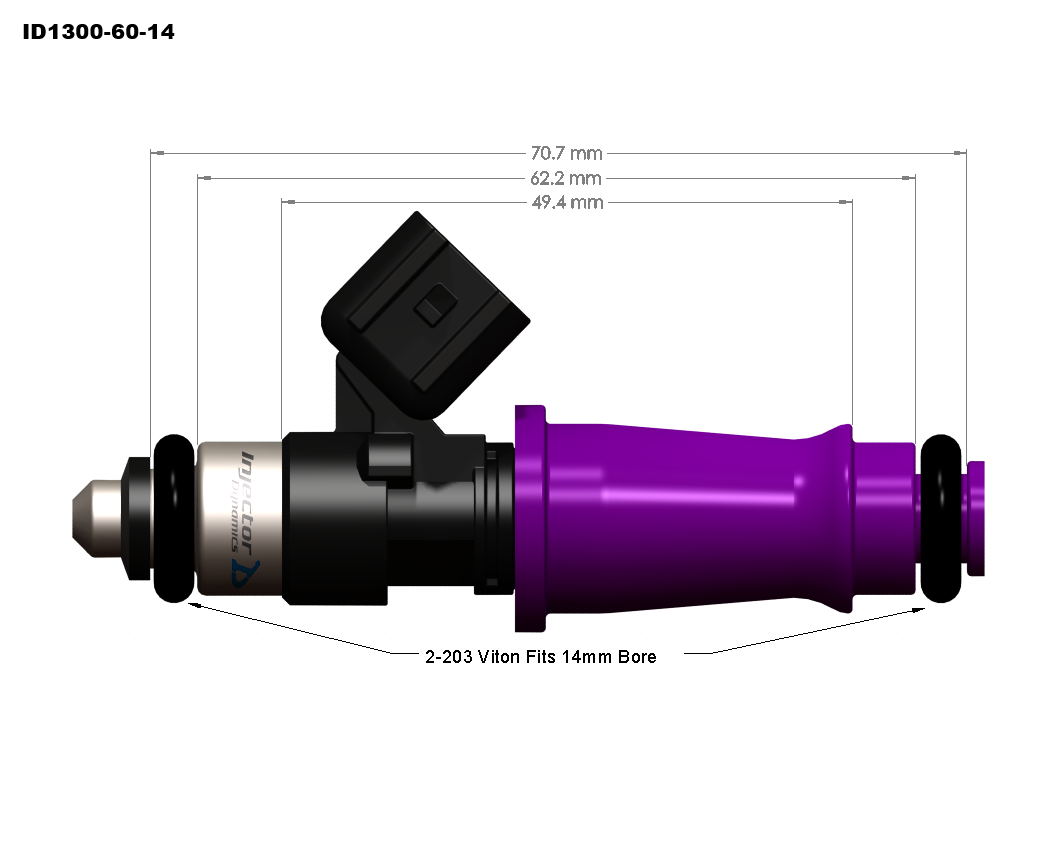 Injector Dynamics ID1300-XDS Fuel Injector Set of 4 for Mitsubishi Lancer Evolution CN9A/CP9A/CT9A