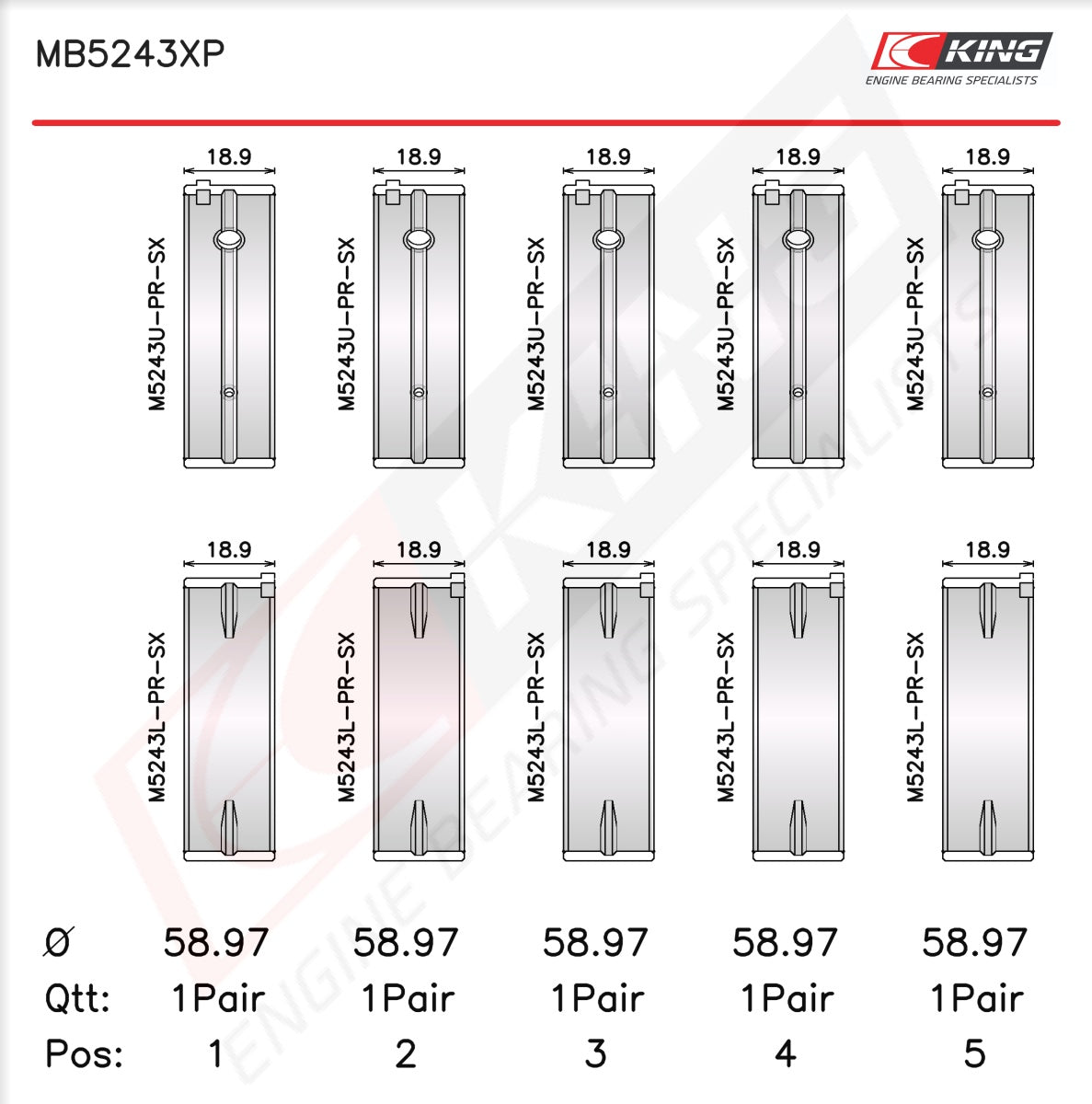 King Engine Bearings Race Main Bearing Set for Nissan SR20DE/SR20DET S13/S14/S15