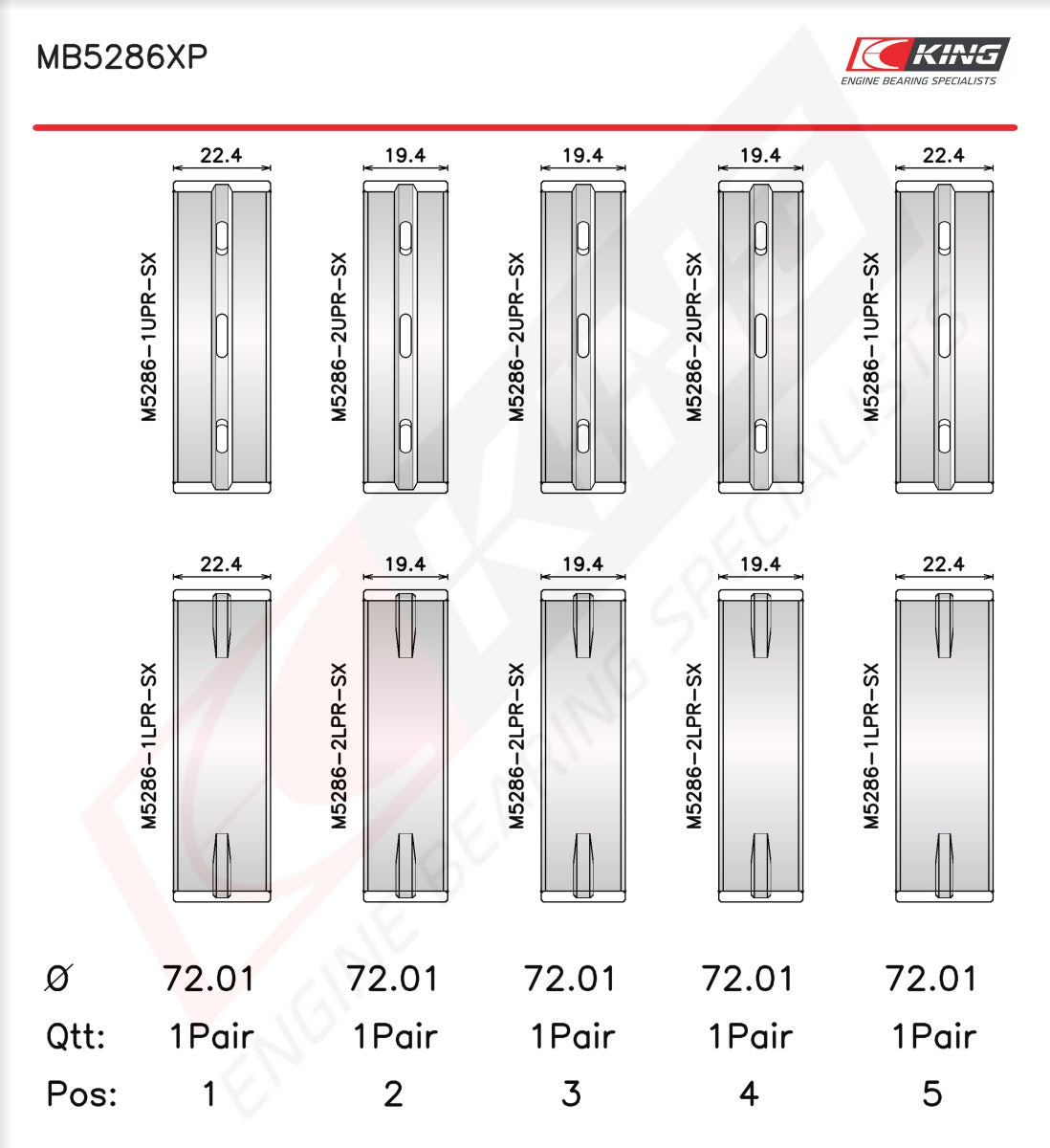 King Engine Bearings Race Main Bearing Set for Toyota/Lexus 1UZ-FE UCF10/UCF20/JZZ30