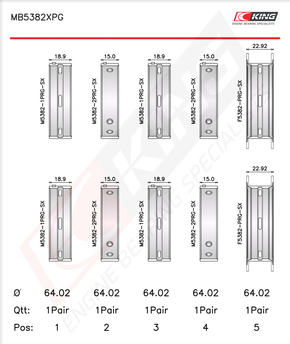 King Engine Bearings Race Main Bearing Set for Subaru EJ25 (WRX/STI) GDB/GRB/GVB/VAB